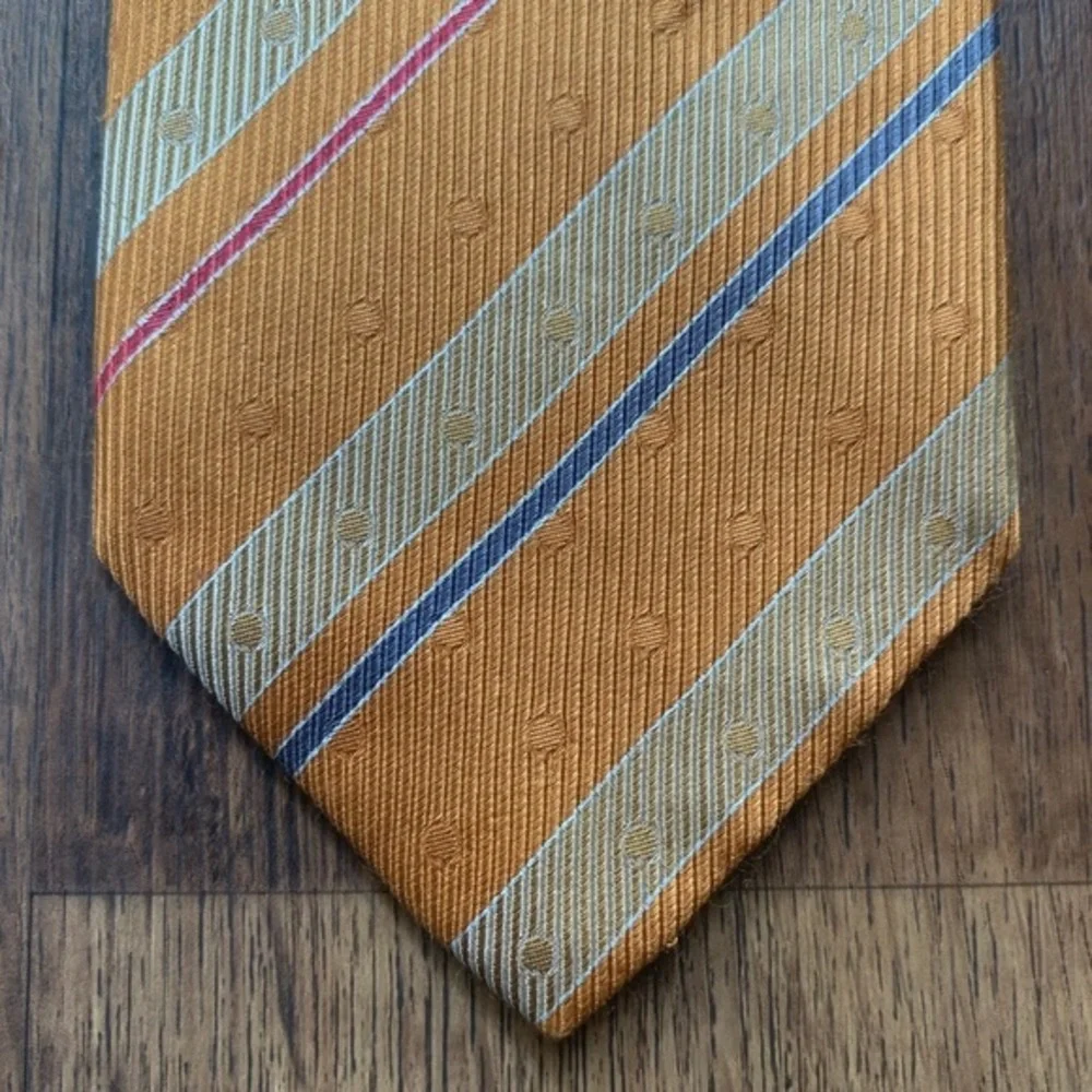 Brioni Orange Striped Silk Tie